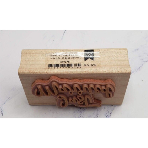 Just Married Elegant Script American Crafts Wood Mounted Rubber Stamp - Picture 2 of 7